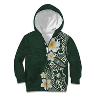 Plumeria Kid Hoodie Polynesian Tribal Frangipani Green
