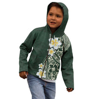Plumeria Kid Hoodie Polynesian Tribal Frangipani Green