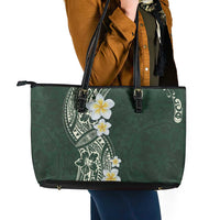 Plumeria Leather Tote Bag Polynesian Tribal Frangipani Green LT03 - Polynesian Pride