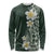 Plumeria Long Sleeve Shirt Polynesian Tribal Frangipani Green