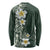 Plumeria Long Sleeve Shirt Polynesian Tribal Frangipani Green