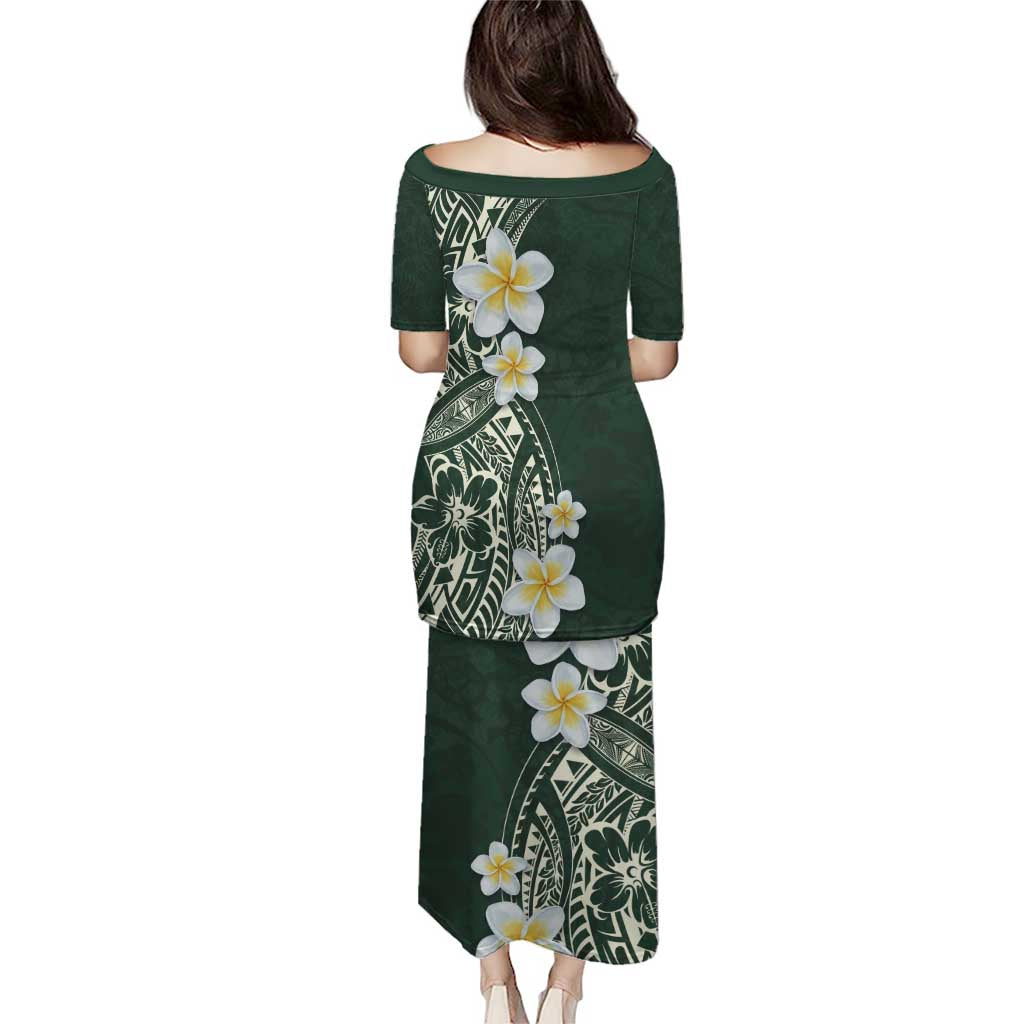Plumeria Puletasi Polynesian Tribal Frangipani Green LT03 - Polynesian Pride