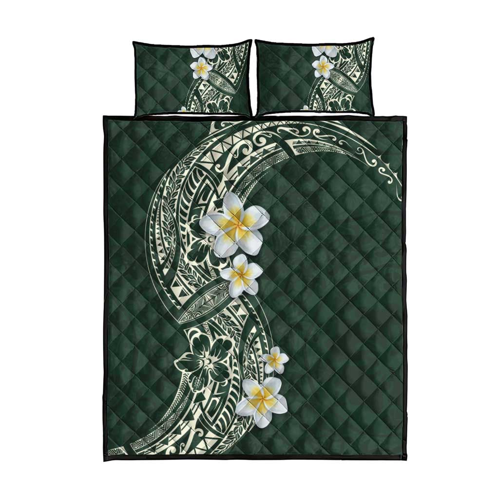 Plumeria Quilt Bed Set Polynesian Tribal Frangipani Green LT03 - Polynesian Pride