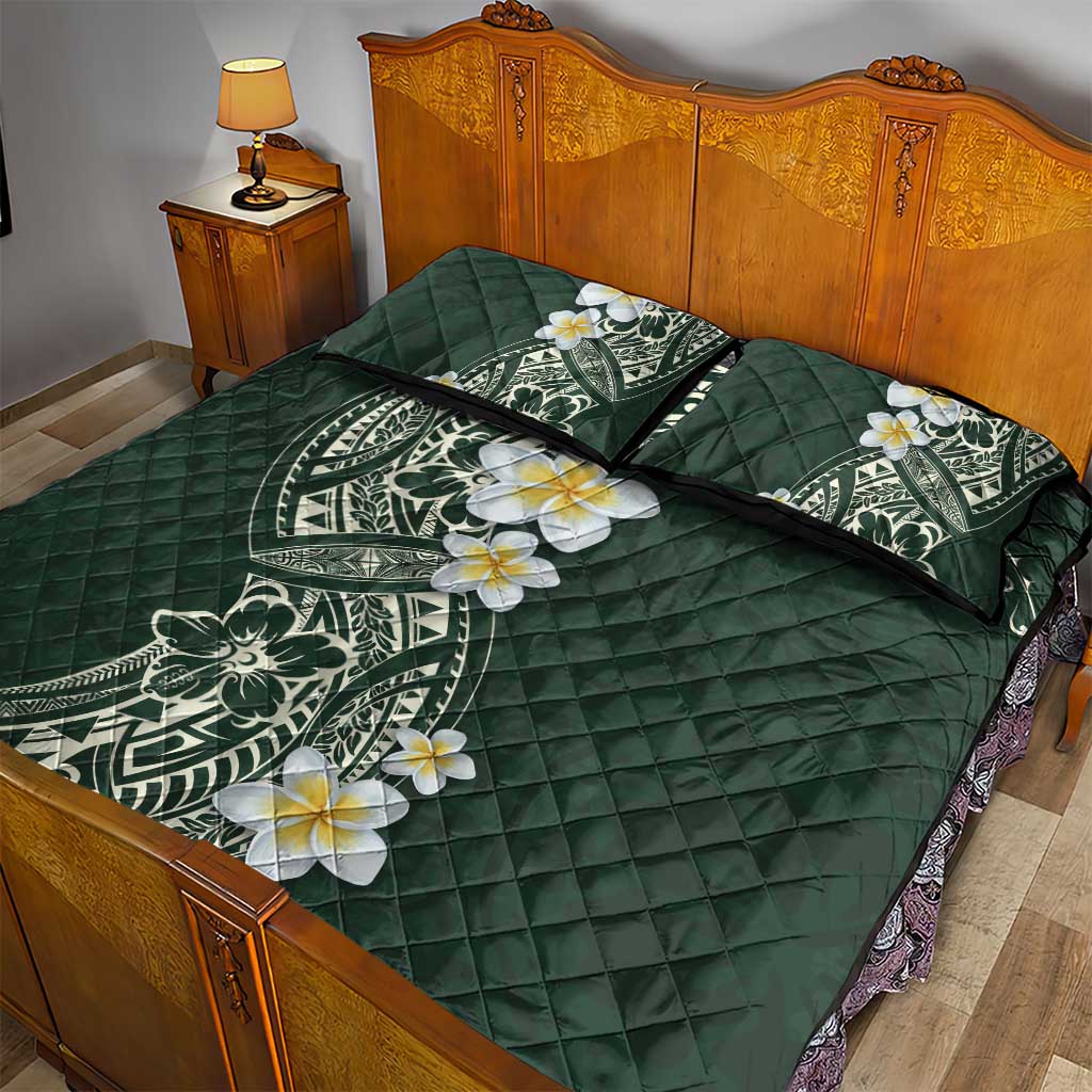 Plumeria Quilt Bed Set Polynesian Tribal Frangipani Green LT03 - Polynesian Pride