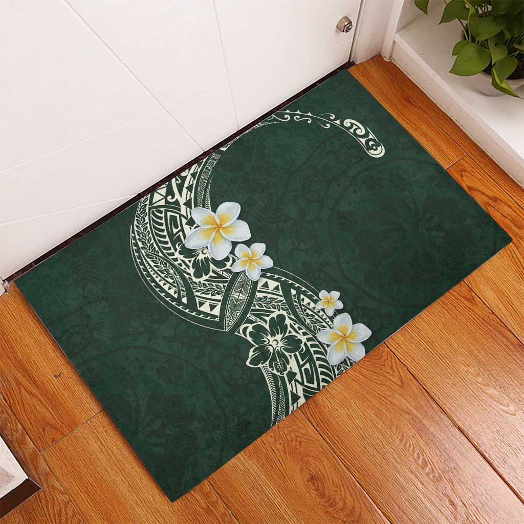 Plumeria Rubber Doormat Polynesian Tribal Frangipani Green LT03 - Polynesian Pride