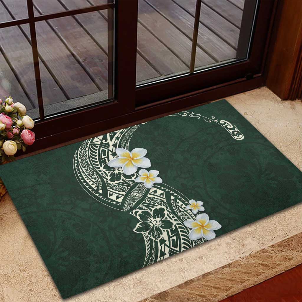 Plumeria Rubber Doormat Polynesian Tribal Frangipani Green LT03 - Polynesian Pride