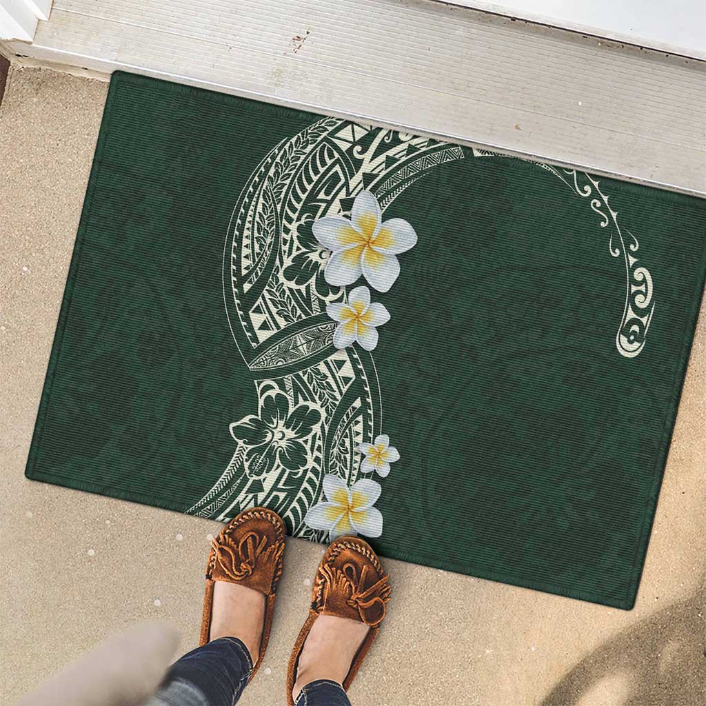 Plumeria Rubber Doormat Polynesian Tribal Frangipani Green LT03 - Polynesian Pride