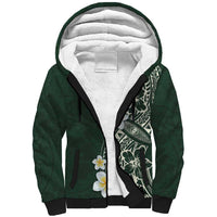 Plumeria Sherpa Hoodie Polynesian Tribal Frangipani Green LT03 Unisex Green - Polynesian Pride