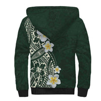 Plumeria Sherpa Hoodie Polynesian Tribal Frangipani Green LT03 - Polynesian Pride