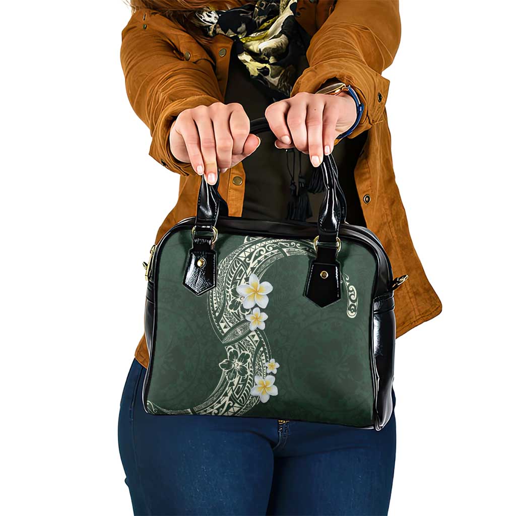 Plumeria Shoulder Handbag Polynesian Tribal Frangipani Green