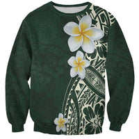 Plumeria Sweatshirt Polynesian Tribal Frangipani Green LT03 Unisex Green - Polynesian Pride