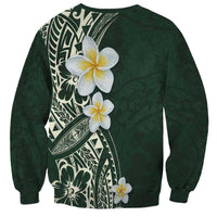 Plumeria Sweatshirt Polynesian Tribal Frangipani Green LT03 - Polynesian Pride