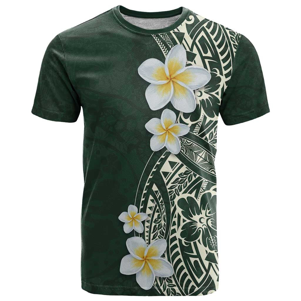 Plumeria T Shirt Polynesian Tribal Frangipani Green LT03 Green - Polynesian Pride
