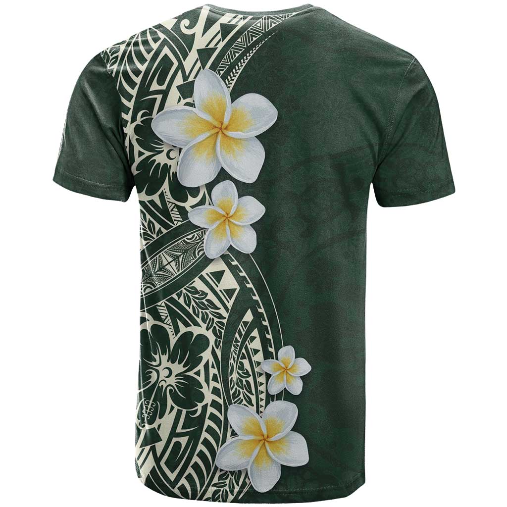 Plumeria T Shirt Polynesian Tribal Frangipani Green LT03 - Polynesian Pride