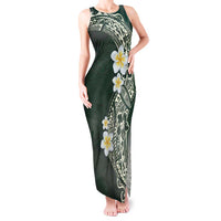 Plumeria Tank Maxi Dress Polynesian Tribal Frangipani Green LT03 Women Green - Polynesian Pride
