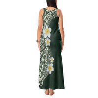 Plumeria Tank Maxi Dress Polynesian Tribal Frangipani Green LT03 - Polynesian Pride