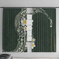 Plumeria Window Curtain Polynesian Tribal Frangipani Green LT03 With Hooks Green - Polynesian Pride