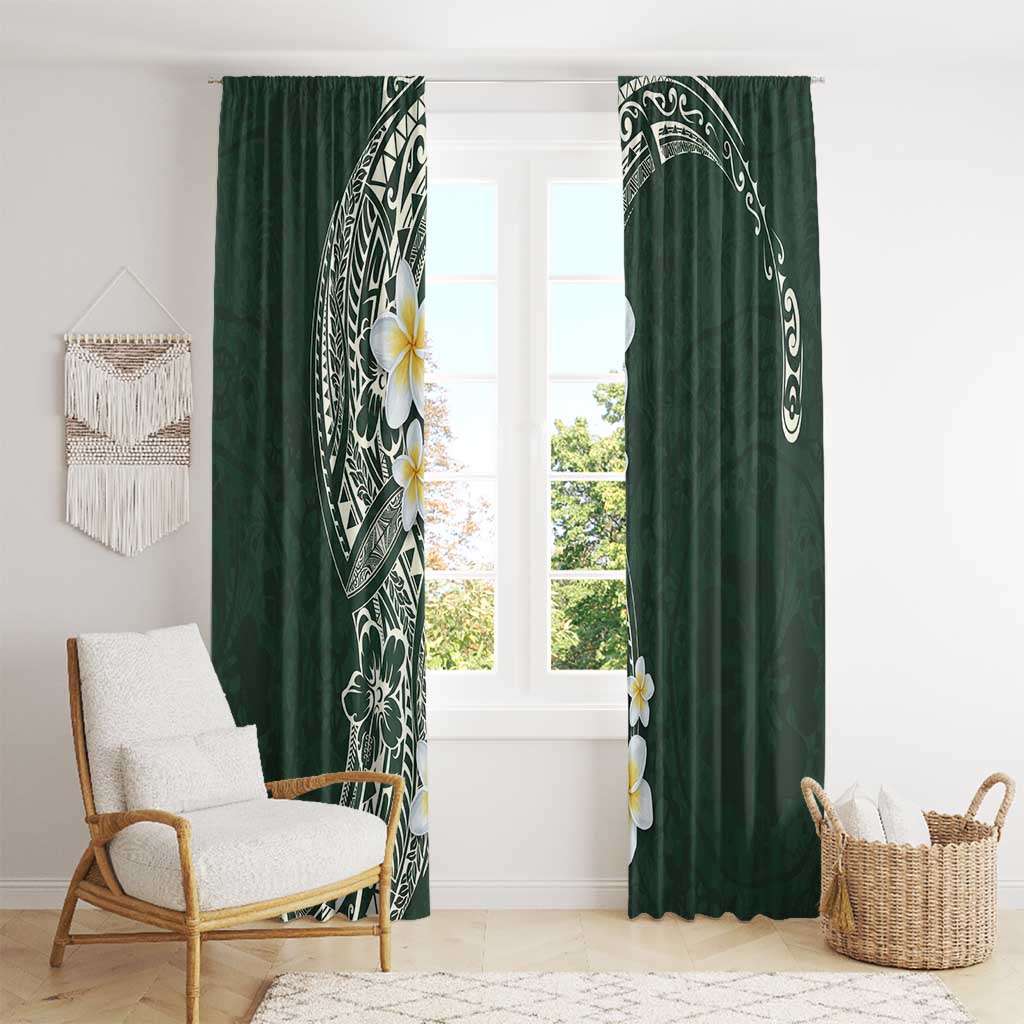 Plumeria Window Curtain Polynesian Tribal Frangipani Green LT03 - Polynesian Pride