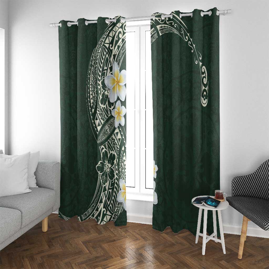 Plumeria Window Curtain Polynesian Tribal Frangipani Green LT03 With Grommets Green - Polynesian Pride