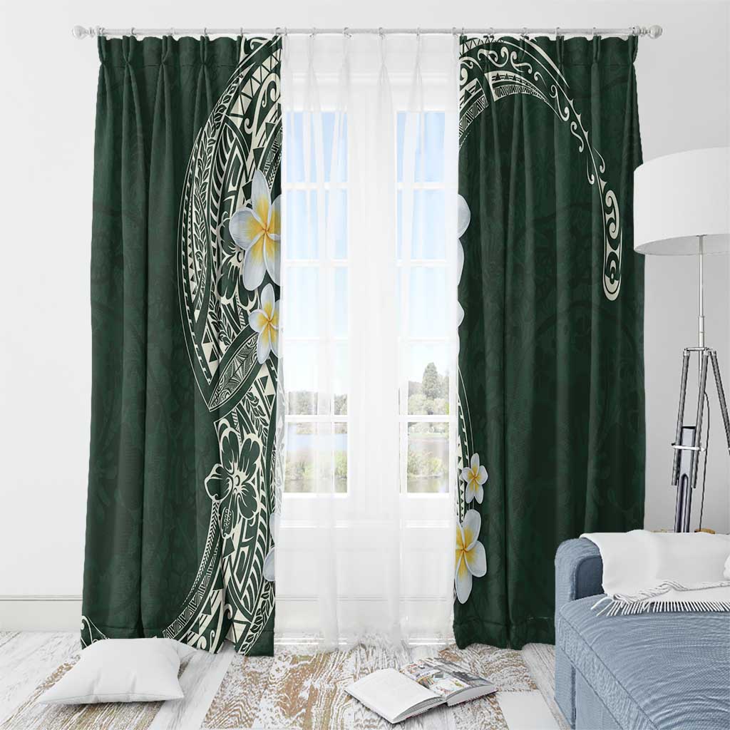 Plumeria Window Curtain Polynesian Tribal Frangipani Green LT03 - Polynesian Pride