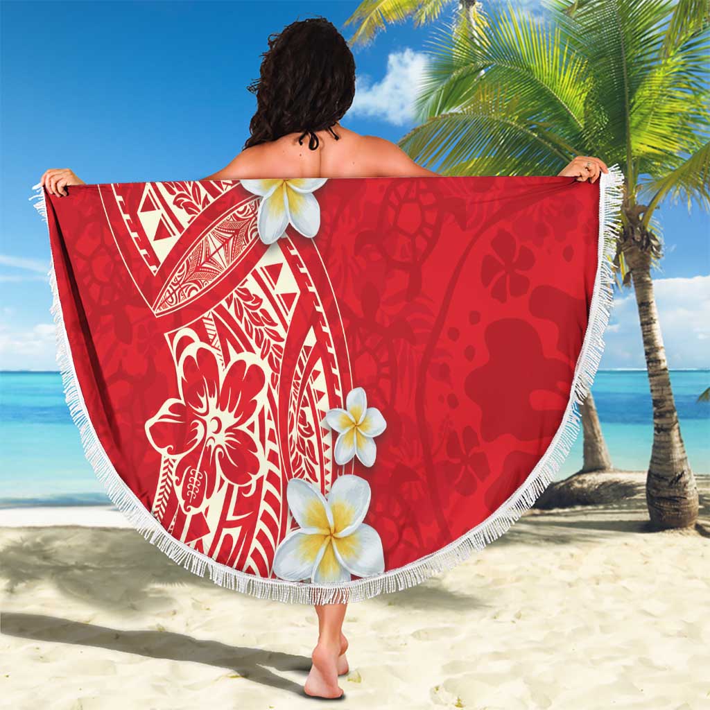 Plumeria Beach Blanket Polynesian Tribal Frangipani Red LT03 - Polynesian Pride