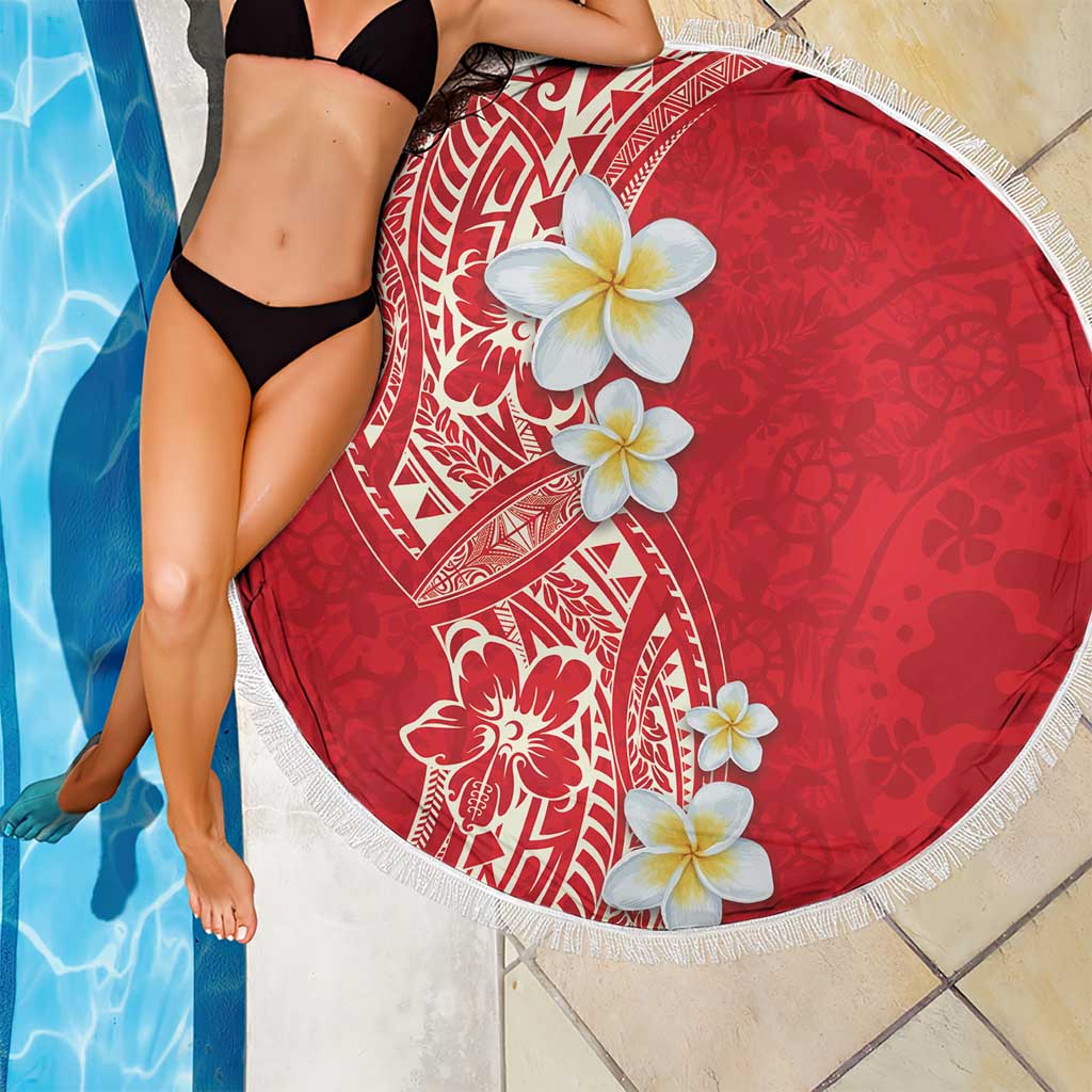 Plumeria Beach Blanket Polynesian Tribal Frangipani Red LT03 - Polynesian Pride