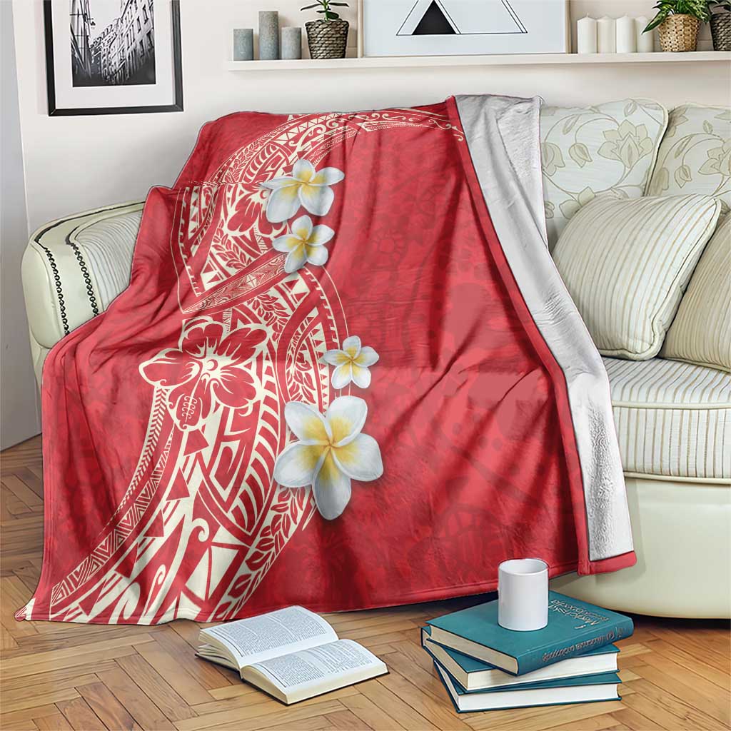 Plumeria Blanket Polynesian Tribal Frangipani Red LT03 Red - Polynesian Pride