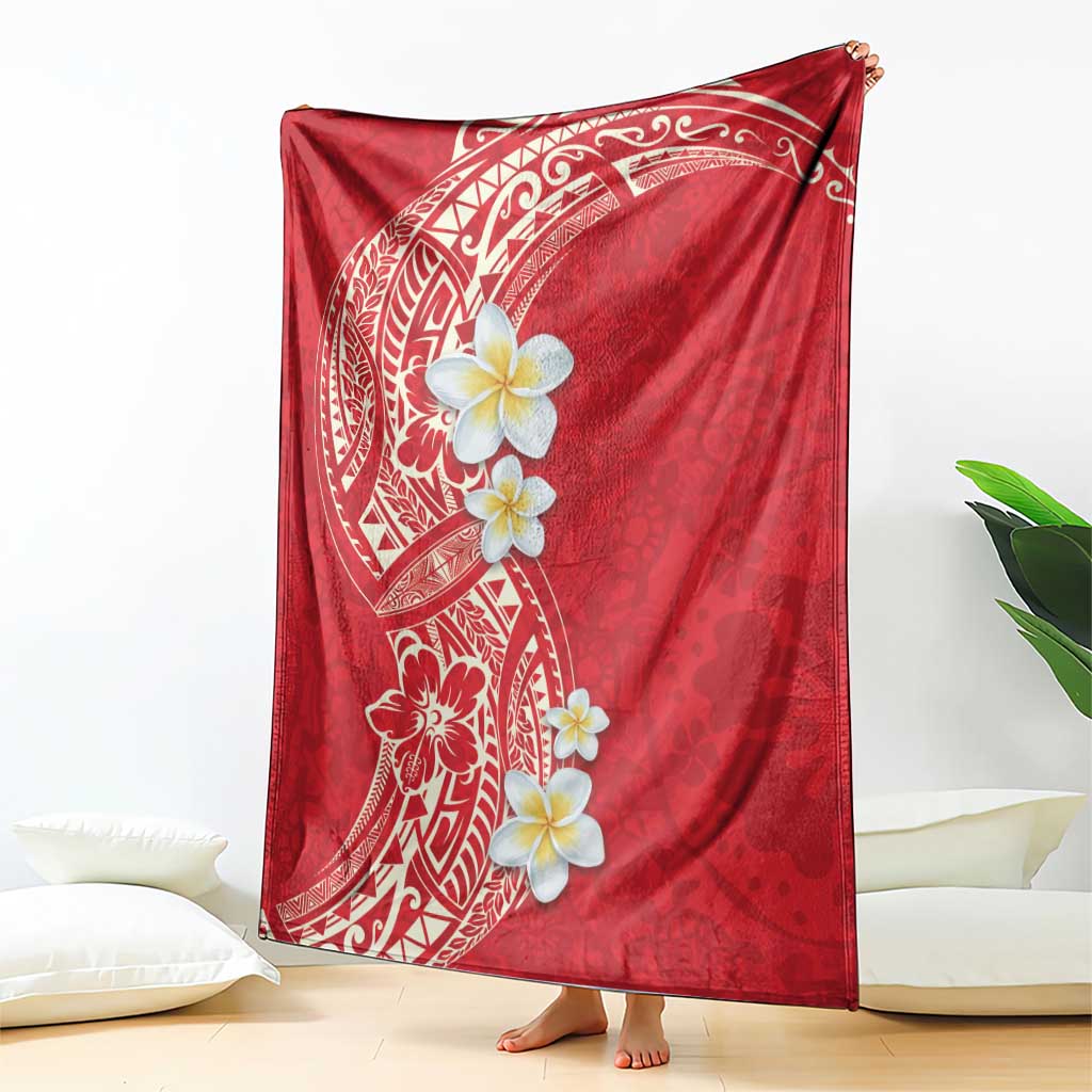 Plumeria Blanket Polynesian Tribal Frangipani Red LT03 - Polynesian Pride