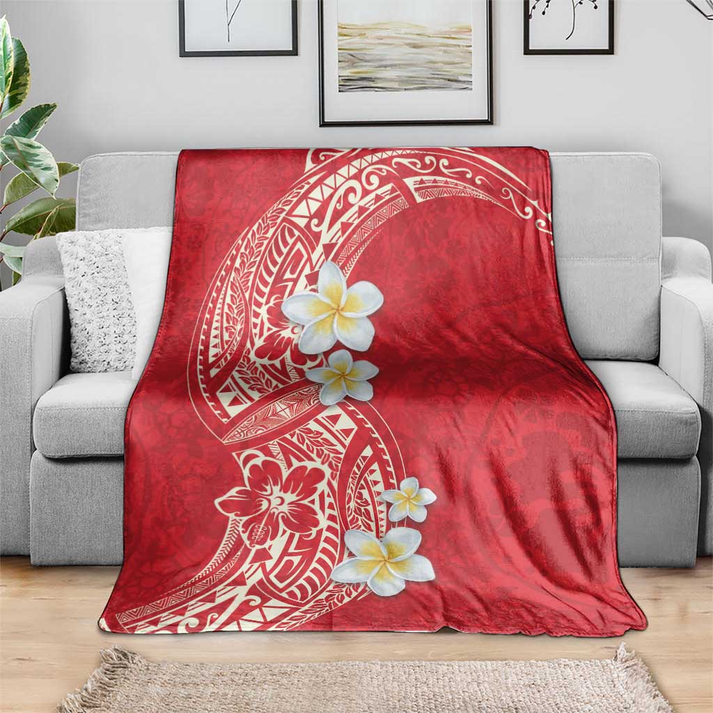 Plumeria Blanket Polynesian Tribal Frangipani Red LT03 - Polynesian Pride