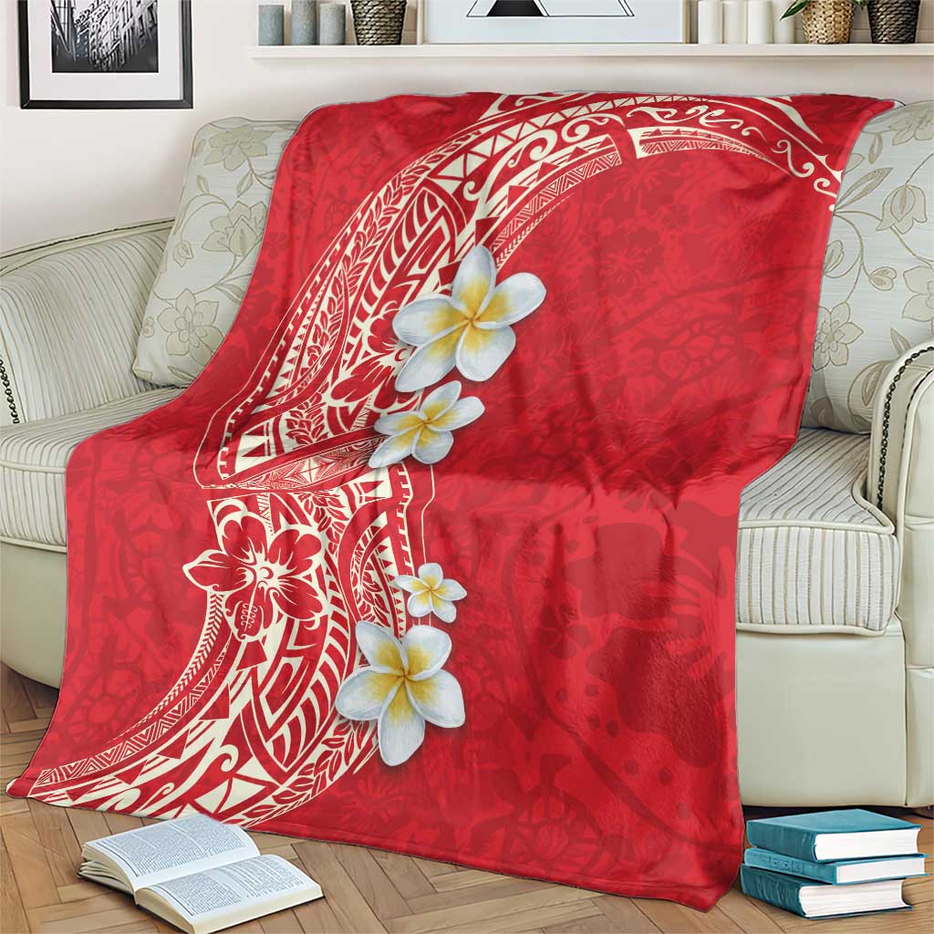 Plumeria Blanket Polynesian Tribal Frangipani Red LT03 - Polynesian Pride