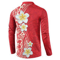 Plumeria Button Sweatshirt Polynesian Tribal Frangipani Red LT03 - Polynesian Pride