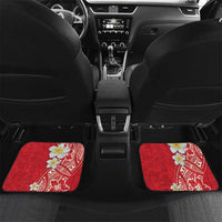 Plumeria Car Mats Polynesian Tribal Frangipani Red LT03 Set 2pcs - Back Red - Polynesian Pride
