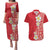 Plumeria Couples Matching Puletasi and Hawaiian Shirt Polynesian Tribal Frangipani Red