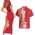 Plumeria Couples Matching Short Sleeve Bodycon Dress and Hawaiian Shirt Polynesian Tribal Frangipani Red