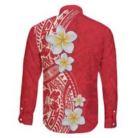Plumeria Family Matching Long Sleeve Bodycon Dress and Hawaiian Shirt Polynesian Tribal Frangipani Red LT03 - Polynesian Pride