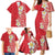 Plumeria Family Matching Mermaid Dress and Hawaiian Shirt Polynesian Tribal Frangipani Red