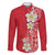 Plumeria Family Matching Mermaid Dress and Hawaiian Shirt Polynesian Tribal Frangipani Red