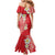 Plumeria Family Matching Mermaid Dress and Hawaiian Shirt Polynesian Tribal Frangipani Red