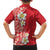 Plumeria Family Matching Off The Shoulder Long Sleeve Dress and Hawaiian Shirt Polynesian Tribal Frangipani Red