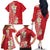 Plumeria Family Matching Off The Shoulder Long Sleeve Dress and Hawaiian Shirt Polynesian Tribal Frangipani Red