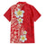 Plumeria Family Matching Off The Shoulder Long Sleeve Dress and Hawaiian Shirt Polynesian Tribal Frangipani Red