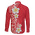 Plumeria Family Matching Off The Shoulder Long Sleeve Dress and Hawaiian Shirt Polynesian Tribal Frangipani Red