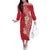 Plumeria Family Matching Off The Shoulder Long Sleeve Dress and Hawaiian Shirt Polynesian Tribal Frangipani Red