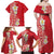 Plumeria Family Matching Off Shoulder Maxi Dress and Hawaiian Shirt Polynesian Tribal Frangipani Red