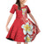 Plumeria Family Matching Off Shoulder Short Dress and Hawaiian Shirt Polynesian Tribal Frangipani Red