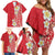 Plumeria Family Matching Off Shoulder Short Dress and Hawaiian Shirt Polynesian Tribal Frangipani Red