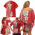 Plumeria Family Matching Off Shoulder Short Dress and Hawaiian Shirt Polynesian Tribal Frangipani Red