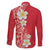 Plumeria Family Matching Off Shoulder Short Dress and Hawaiian Shirt Polynesian Tribal Frangipani Red