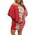 Plumeria Family Matching Off Shoulder Short Dress and Hawaiian Shirt Polynesian Tribal Frangipani Red