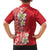 Plumeria Family Matching Short Sleeve Bodycon Dress and Hawaiian Shirt Polynesian Tribal Frangipani Red